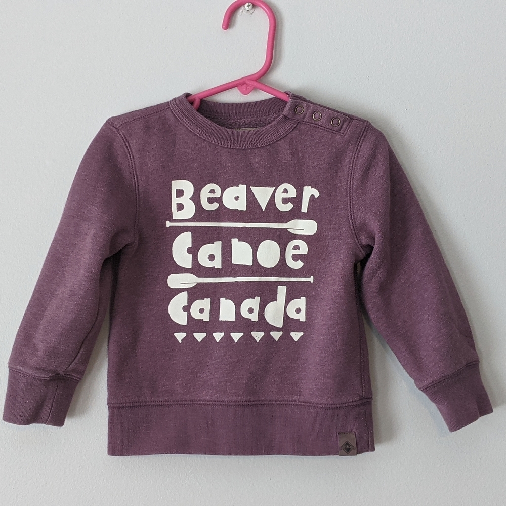 Beaver Canoe Canada Purple Sweatshirt size 2T Omer Stringer Roots